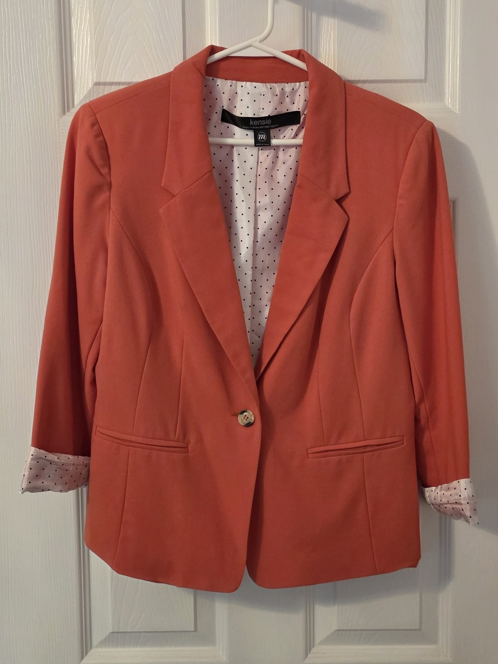 kensie Coral-Orange Single-Button Blazer